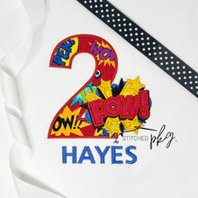 Load image into Gallery viewer, Superhero Pow Birthday Number Applique
