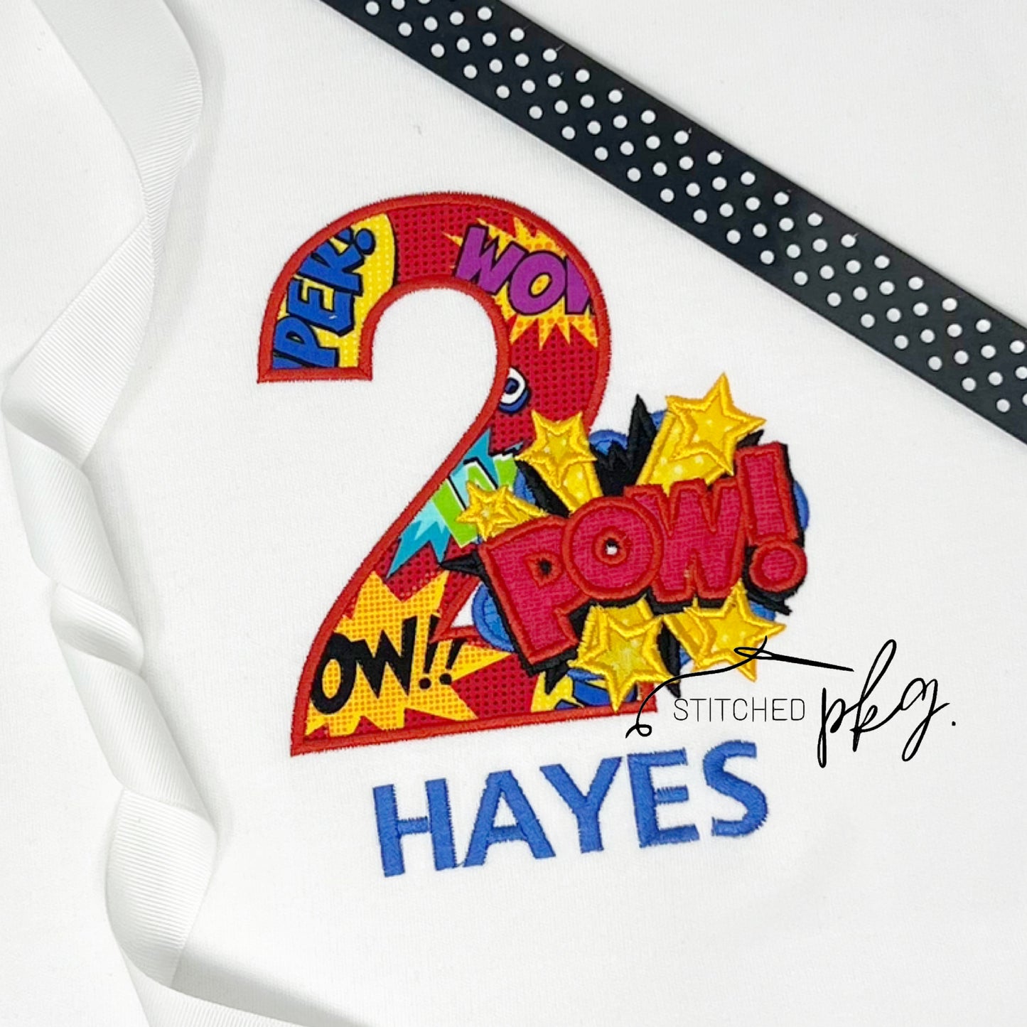 Superhero Pow Birthday Number Applique