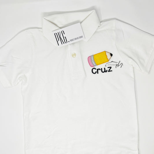 Pencil Left Chest Applique Polo