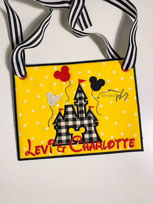 Yellow Mouse Castle Stroller Spotter Tag