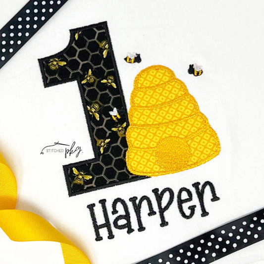 Bee Birthday Age Applique