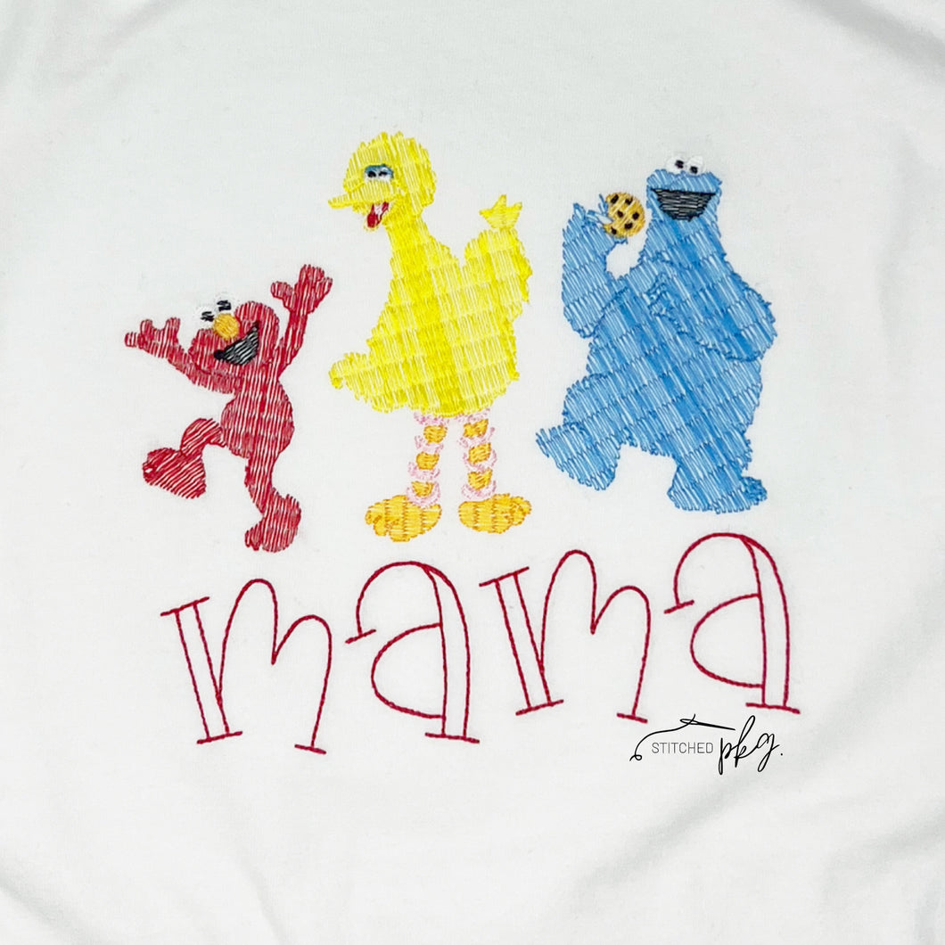 Sesame Street Trio Mama Embroidery