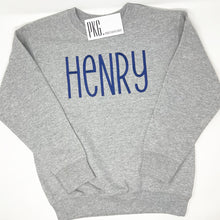 Load image into Gallery viewer, Gray Sweatshirt Embroidered Name
