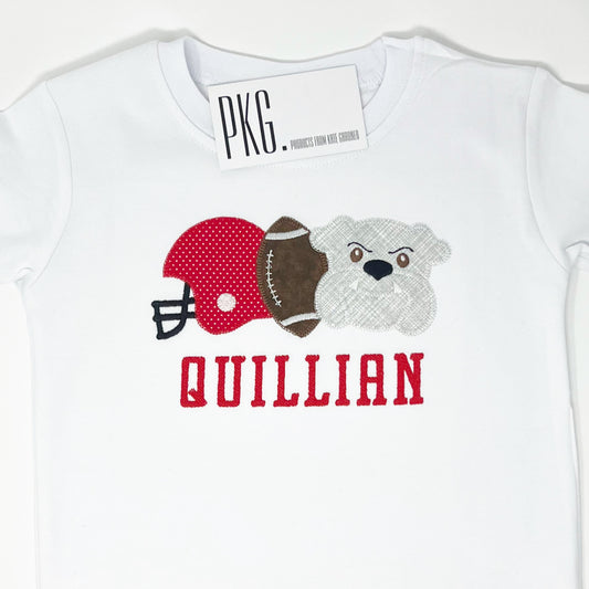 Boy Trio Football Bulldog Applique