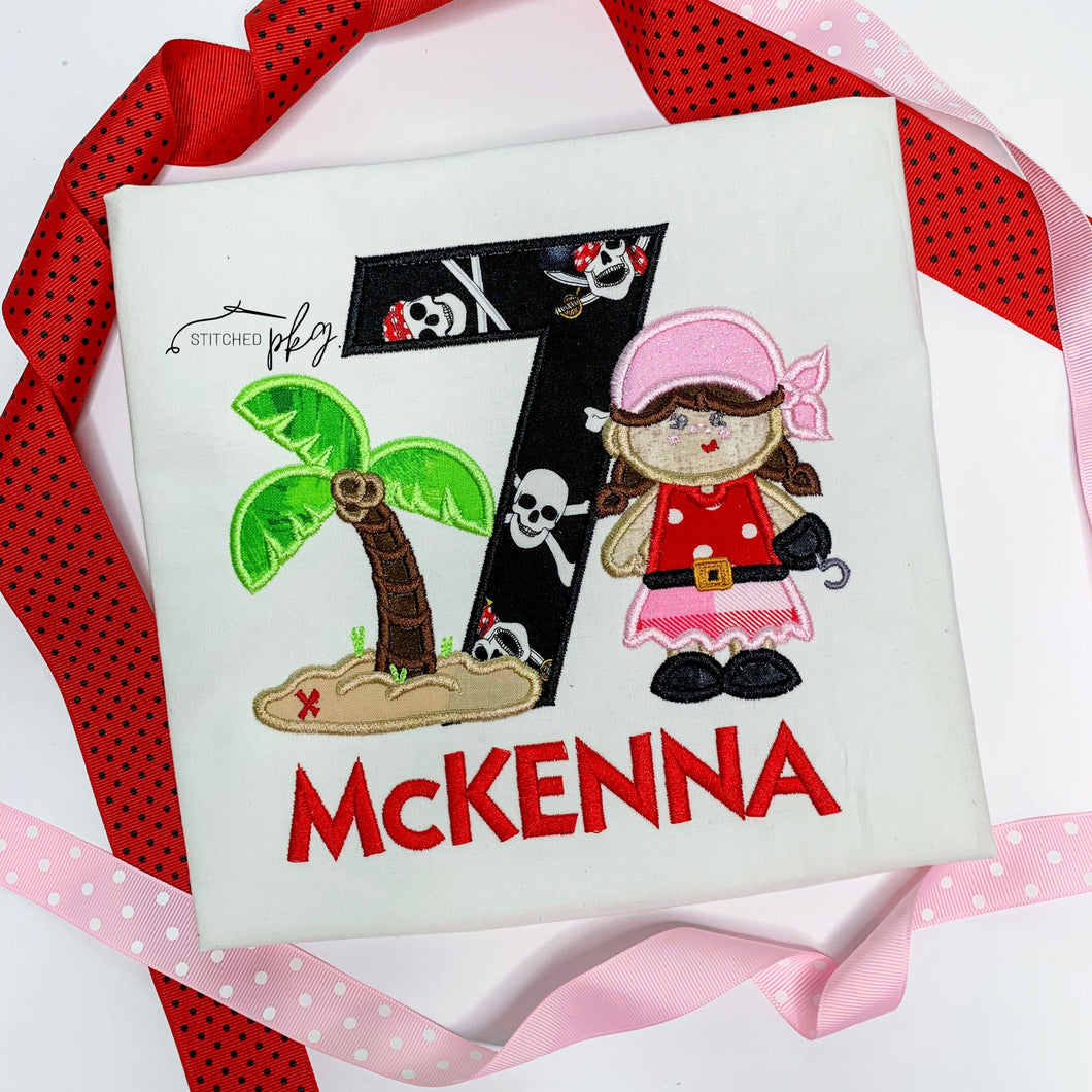 Girl Pirate Birthday Number Applique