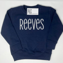 Load image into Gallery viewer, Navy Blue Sweatshirt Embroidered Name
