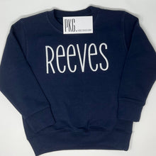 Load image into Gallery viewer, Navy Blue Sweatshirt Embroidered Name
