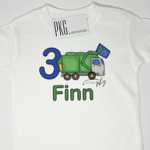 Load image into Gallery viewer, Garbage Truck Birthday Age Name T-Shirt
