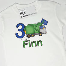 Load image into Gallery viewer, Garbage Truck Birthday Age Name T-Shirt
