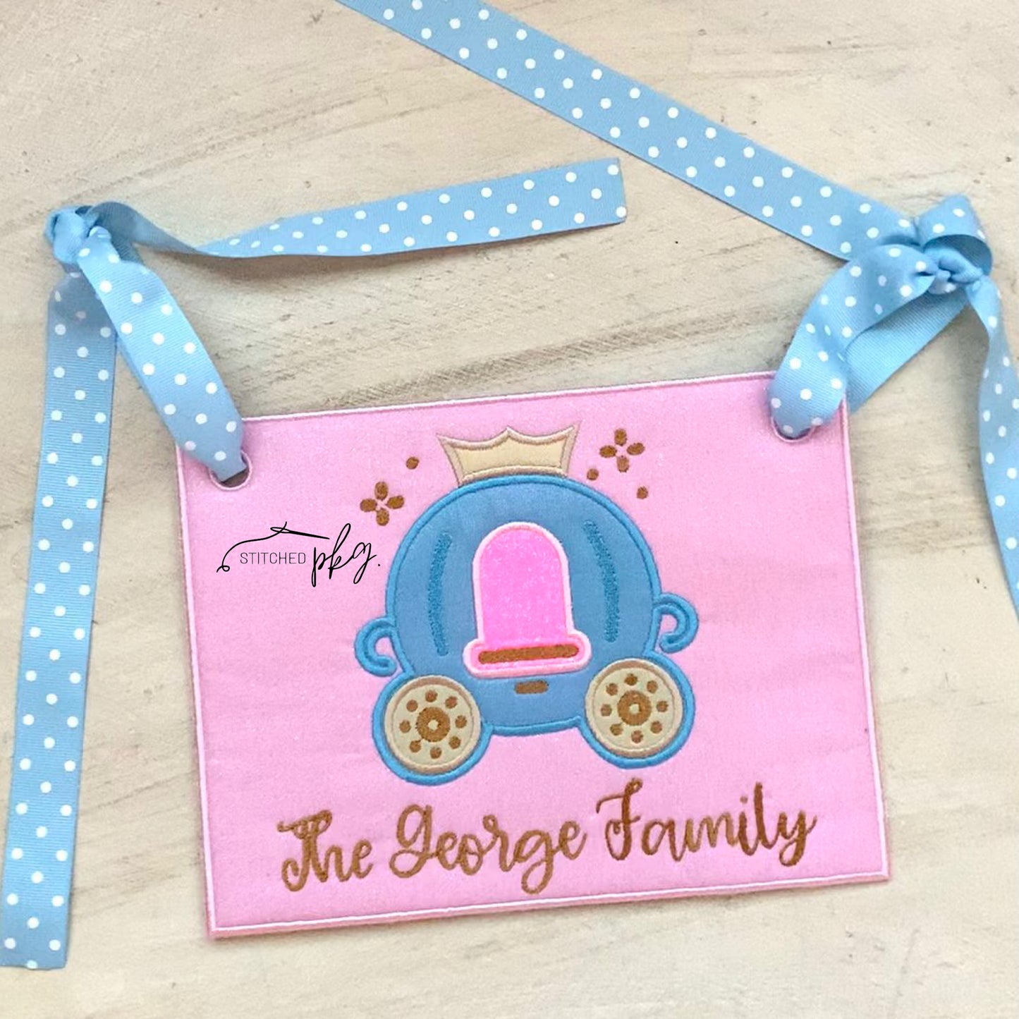 Princess Carriage Applique Stroller Spotter Tag