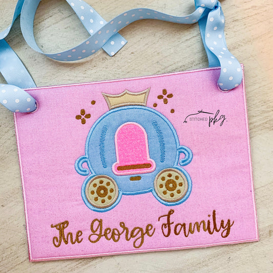 Princess Carriage Applique Stroller Spotter Tag