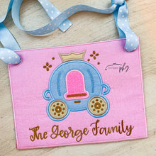Load image into Gallery viewer, Princess Carriage Applique Stroller Spotter Tag
