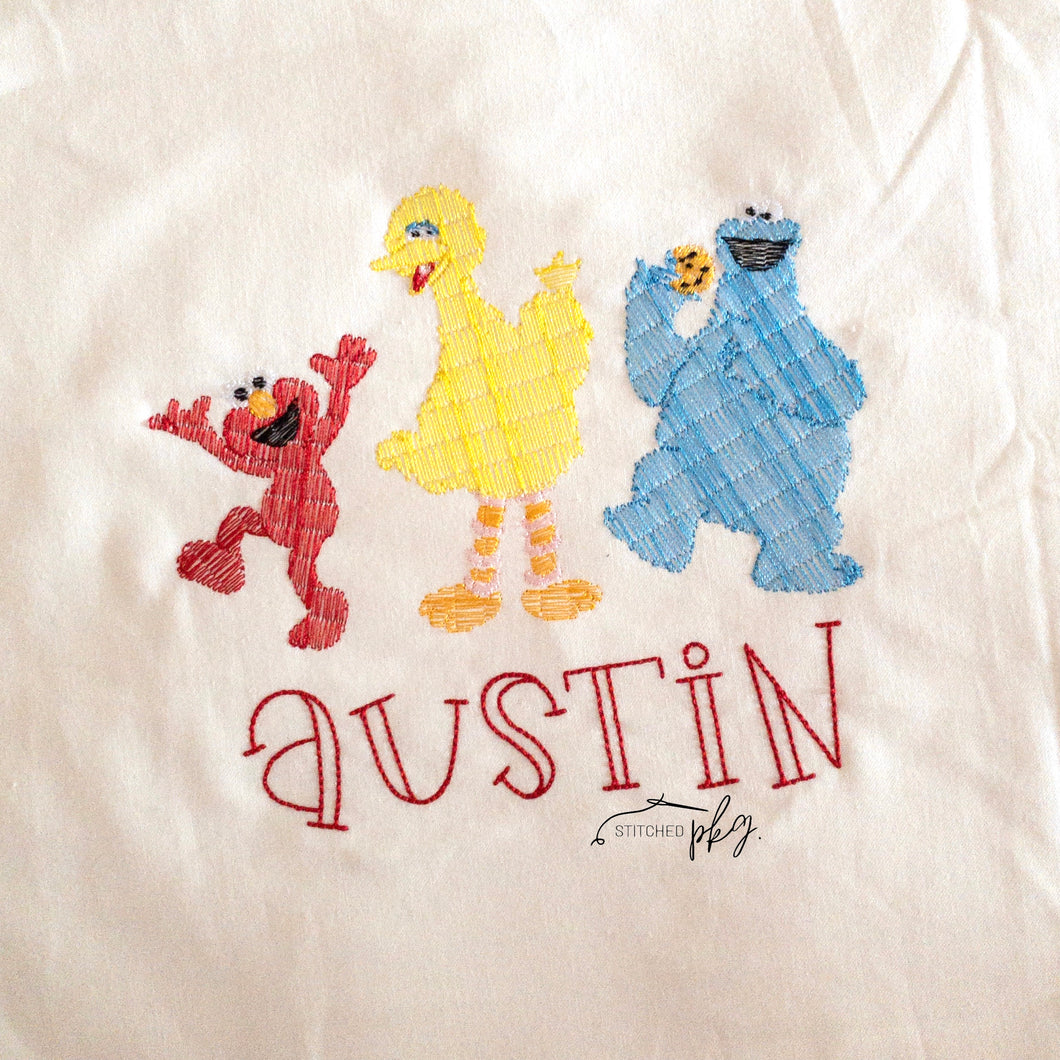 Sesame Street Boy Trio Embroidery