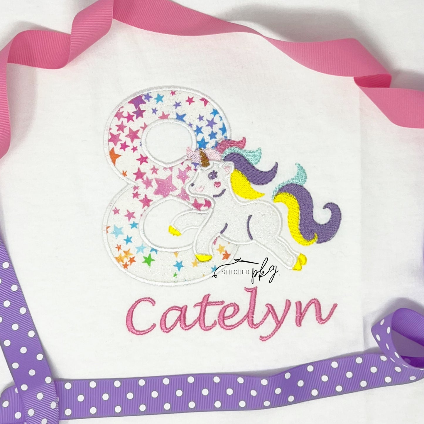 Unicorn Number Birthday Applique