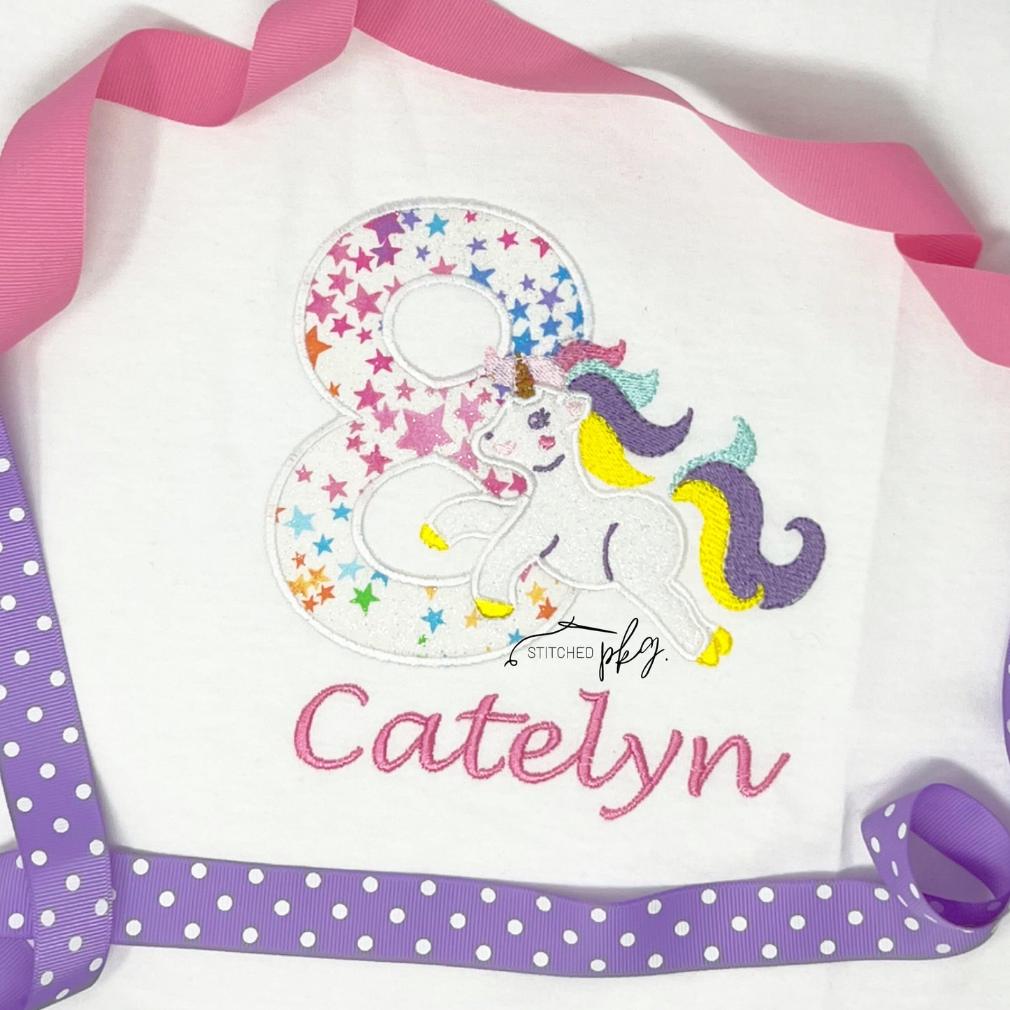 Unicorn Number Birthday Applique