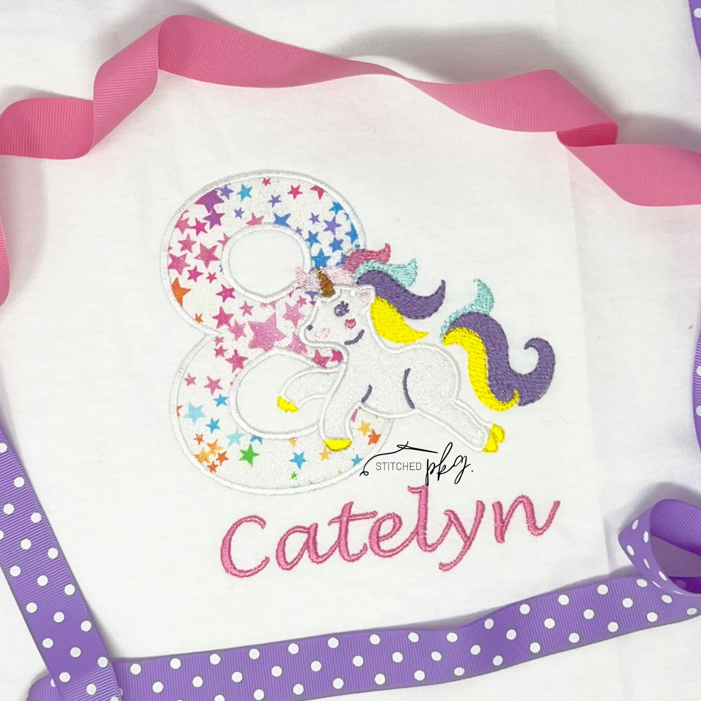 Unicorn Number Birthday Applique