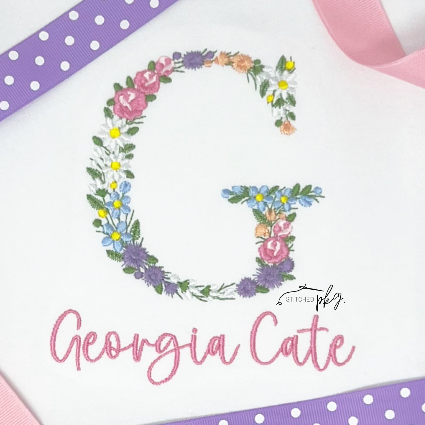 Floral Letter Personalized Name Embroidery