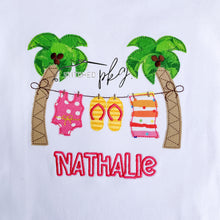 Load image into Gallery viewer, Girl Clothesline Summer Palm Trees Applique
