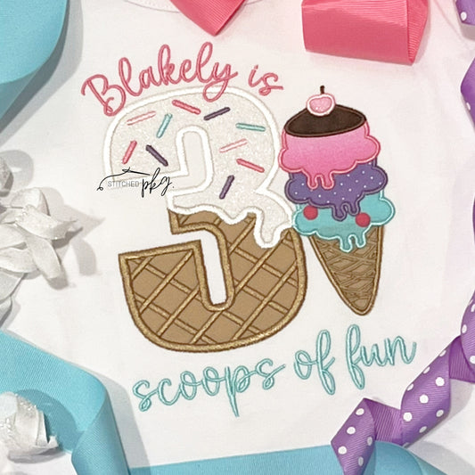 Scoops of Fun Birthday Applique