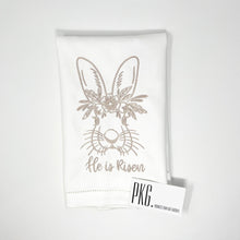 Load image into Gallery viewer, Floral Wreath Rabbit He Is Risen Hand Towel
