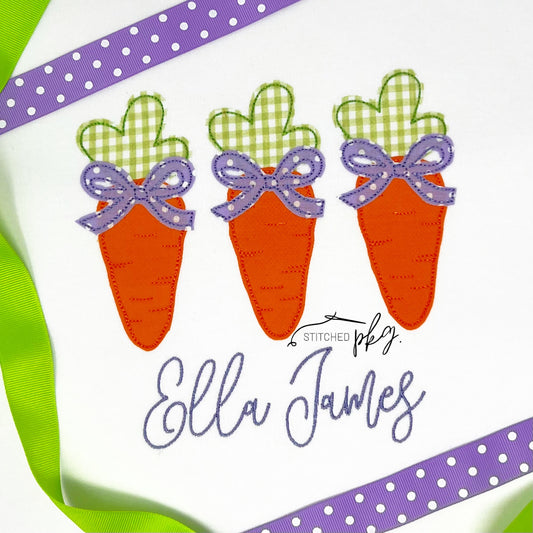 Carrot Trio with Bows Applique