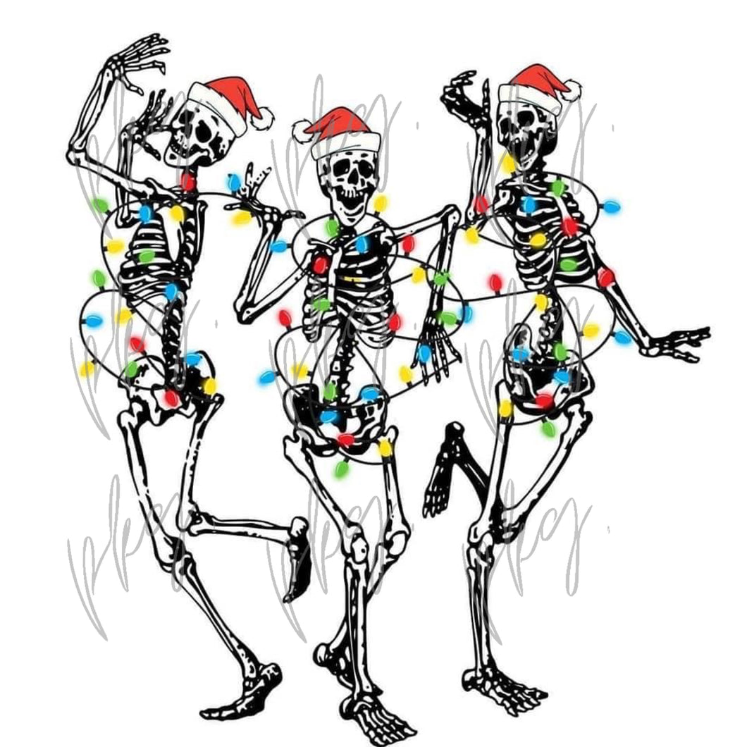 Skeletons Wrapped in Christmas Lights