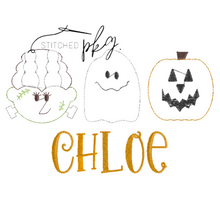 Load image into Gallery viewer, Halloween Girl Character Trio Applique
