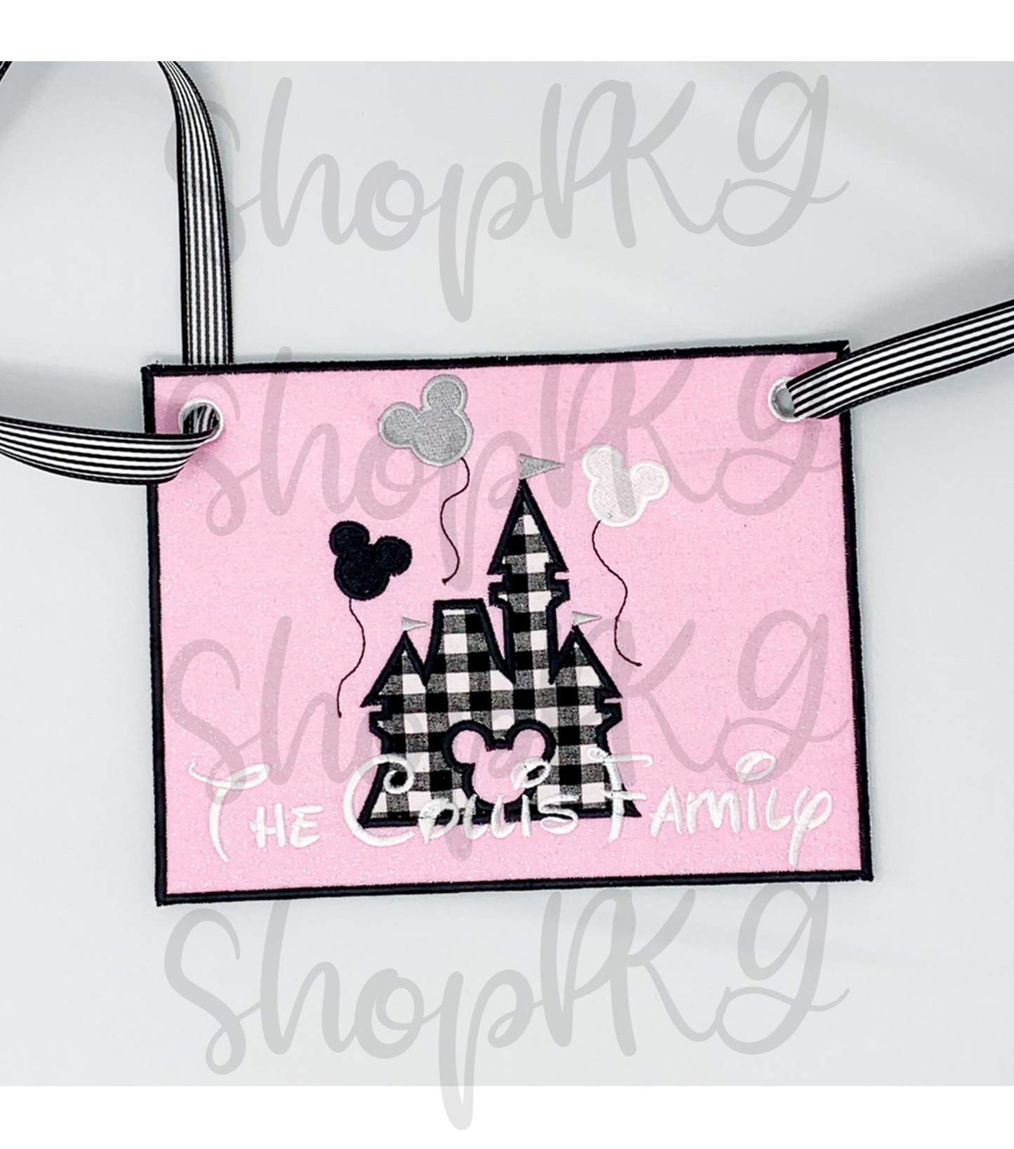 Pink Sparkly Mouse Castle Stroller Spotter Tag