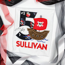 Load image into Gallery viewer, Pirate Ship Birthday Number Applique

