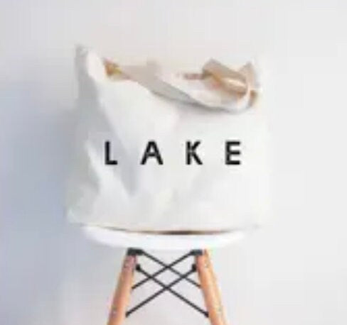 LAKE Canvas Tote - Made in USA - Black - xl size - Summer Tote Bag - Lake Life - Boat Bag - Carryall Tote - Cotton - Shoulder Straps