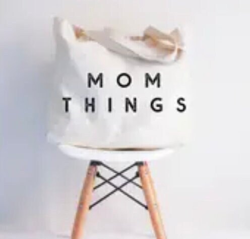 MOM THINGS Canvas Tote - Made in USA - Black - xl size - Tote Bag - Mom Life - Bag - Carryall Tote - Cotton - Shoulder Straps