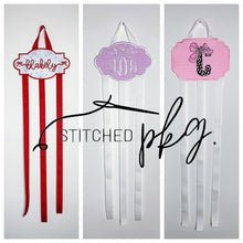 Load image into Gallery viewer, Gingham Script Monogram Bow Holder
