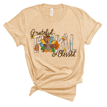 Load image into Gallery viewer, Grateful Thankful &amp; Blessed Turkey Graphic Tee
